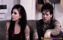 Inked goths in threesome eat out and fuck